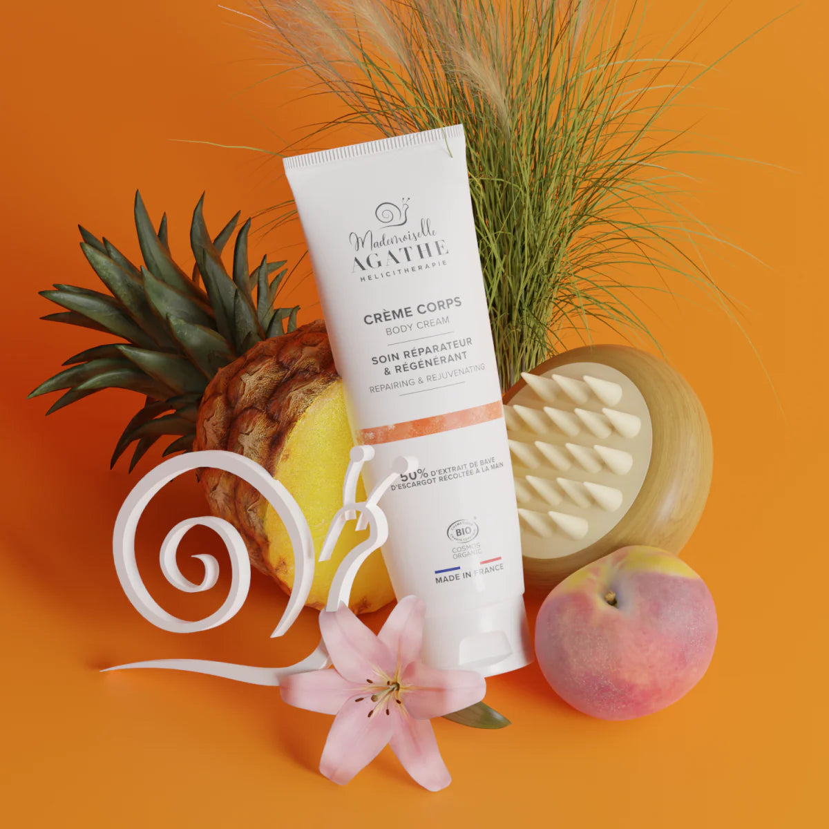 Crème corps à la bave d'escargot bio - réparatrice & régénérante - 200 ml - Mademoiselle Agathe