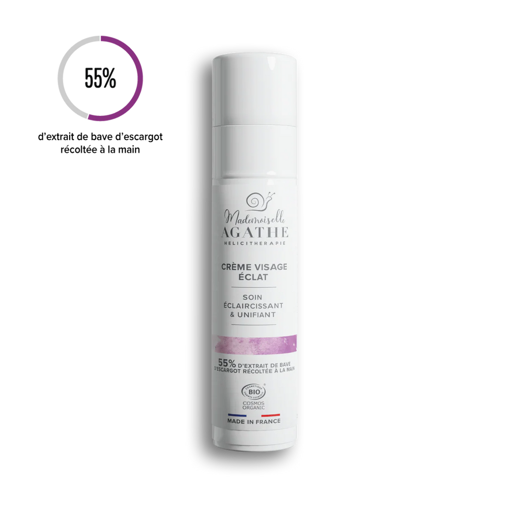 Crème éclat à la bave d'escargot bio - éclaircissant & unifiante - 50ml - Mademoiselle Agathe