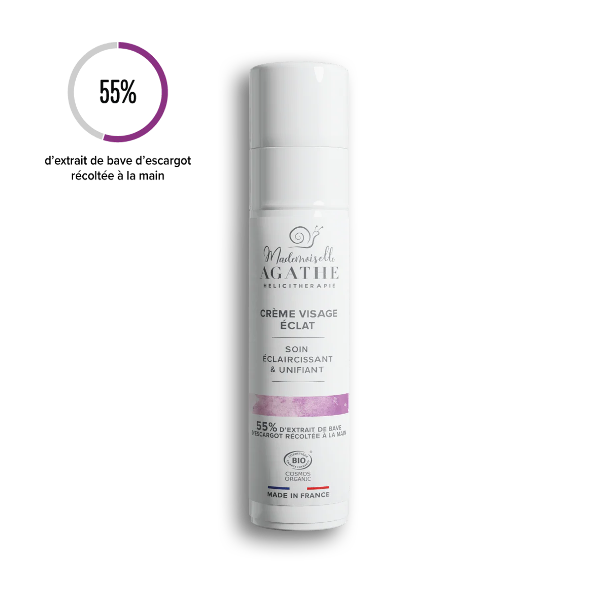 Crème éclat à la bave d'escargot bio - éclaircissant & unifiante - 50ml - Mademoiselle Agathe