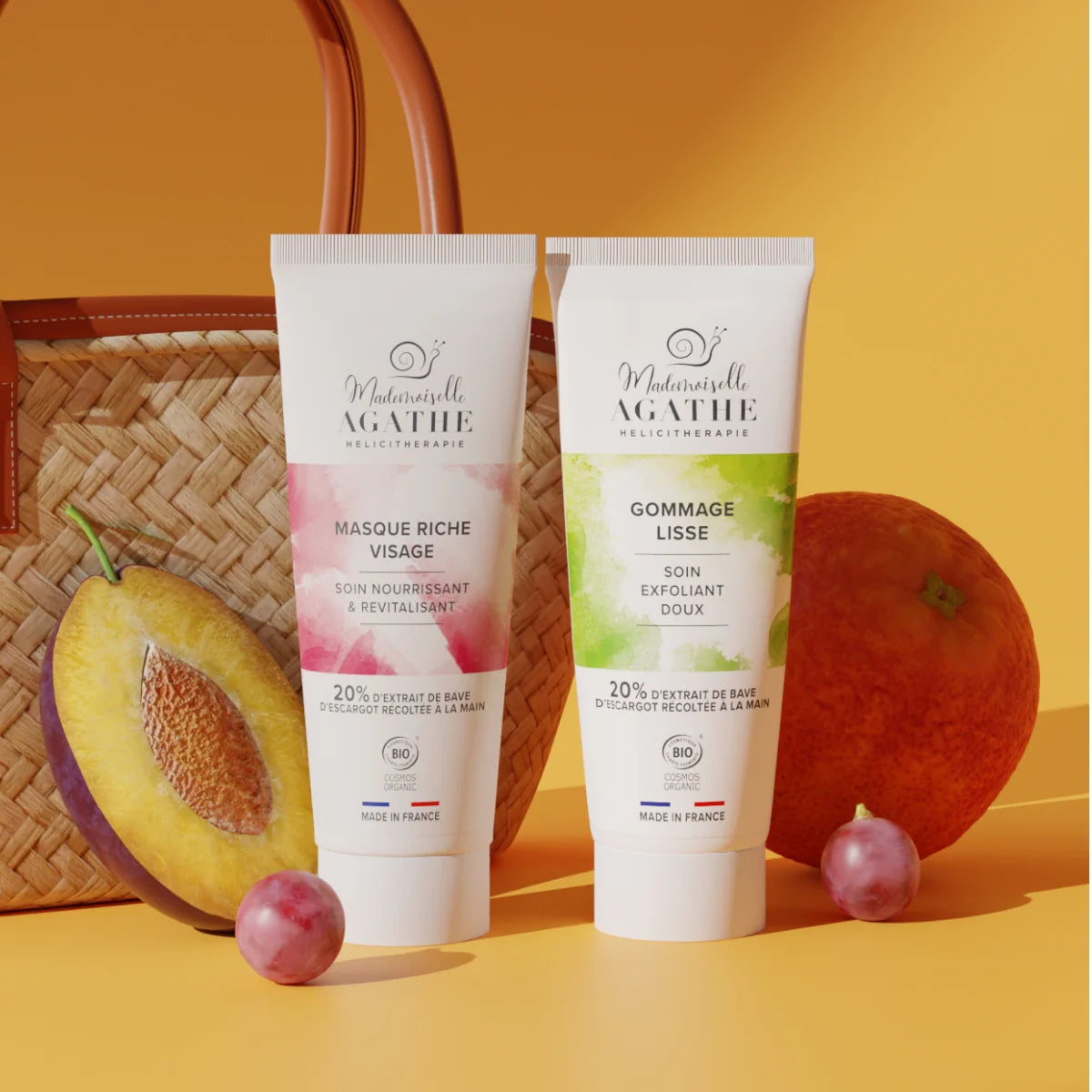 Duo Velours nourrissant à la bave d'escargot - Exfoliant & revitalisant - Mademoiselle Agathe