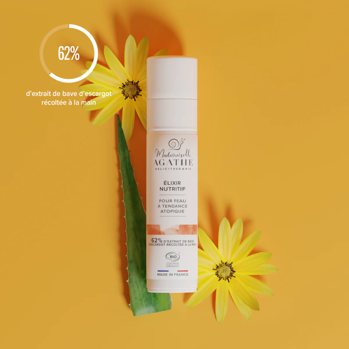 Crème élixir nutritif à la bave d'escargot bio - apaisante & protectrice - 50ml -  Mademoiselle Agathe