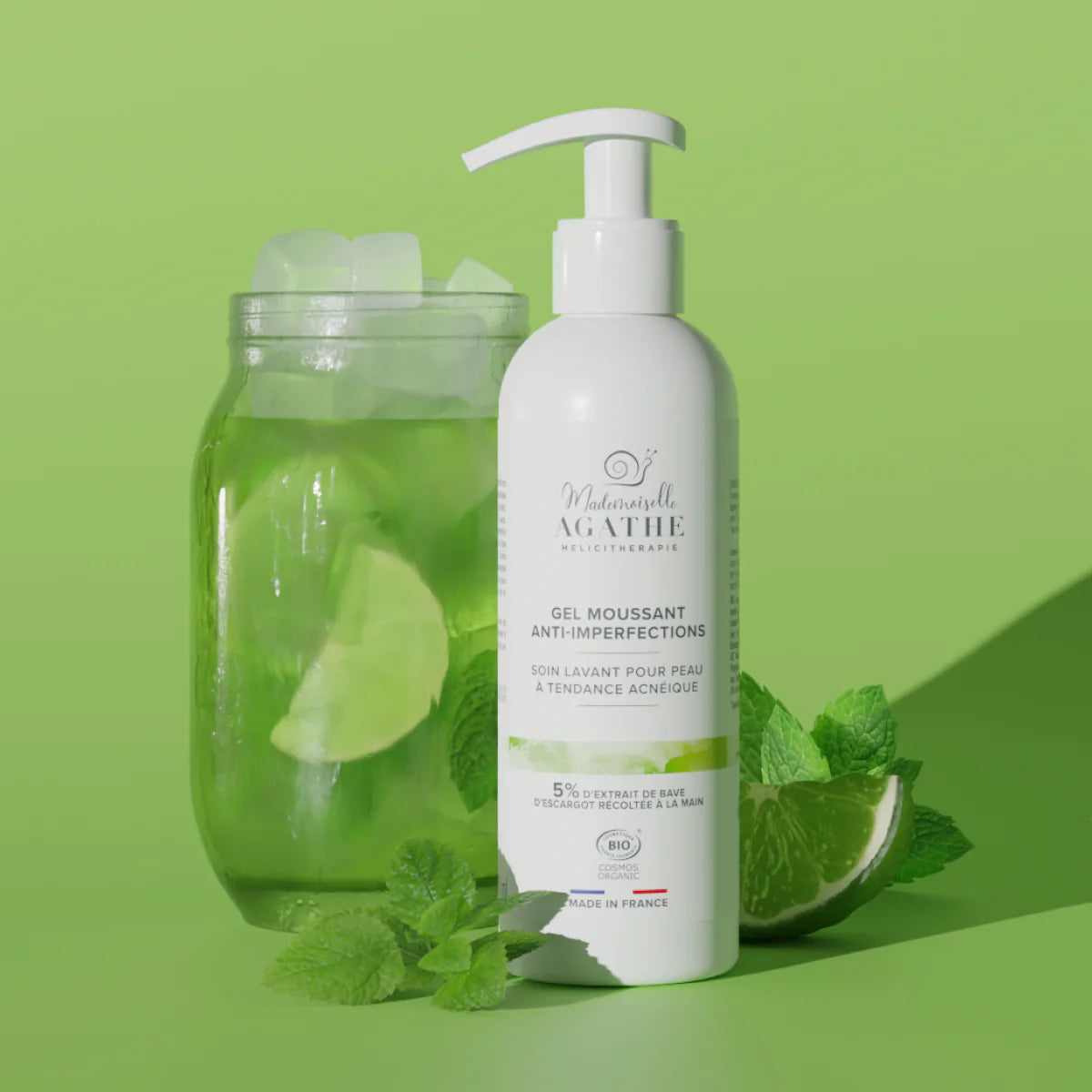 Gel moussant à la bave d'escargot bio - lavant & purifiant - 200ml - Mademoiselle Agathe