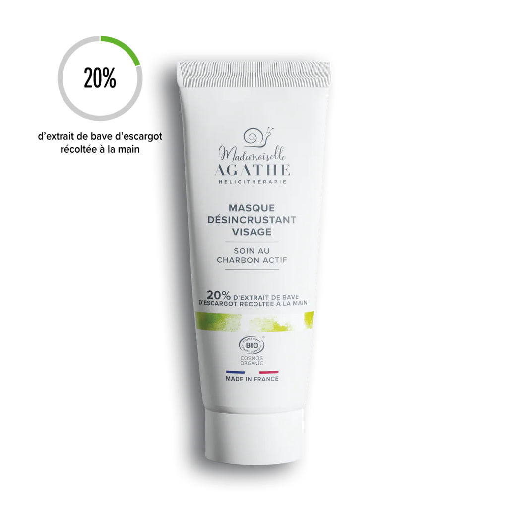 Masque au charbon actif à la bave d'escargot certifié bio - 75ml - Mademoiselle Agathe