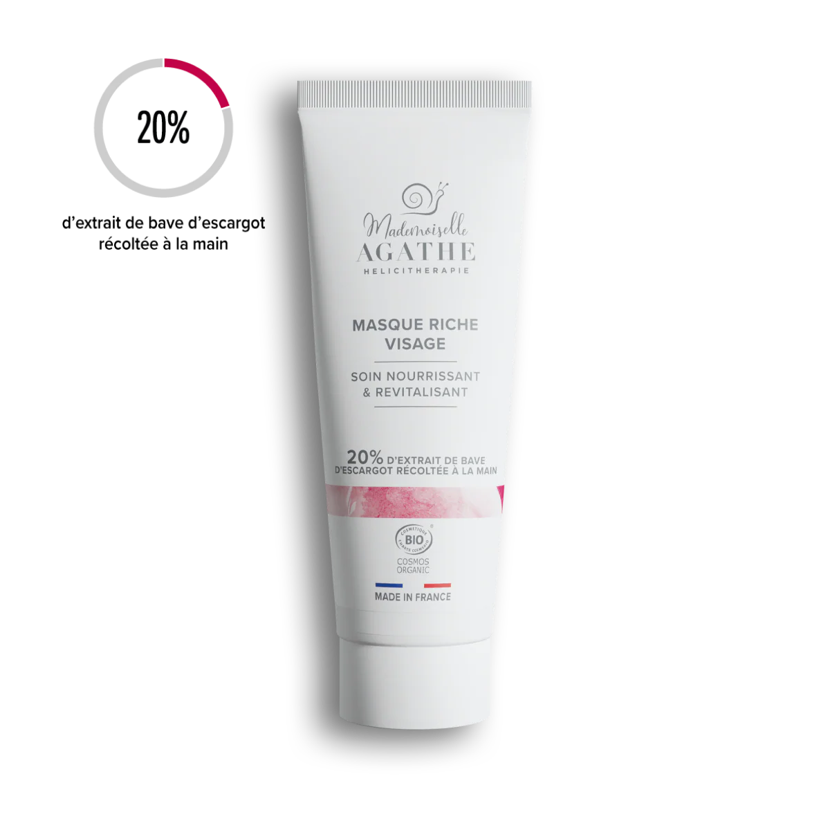 Masque riche à la bave d'escargot bio - nourrit & revitalise - 75ml - Mademoiselle Agathe
