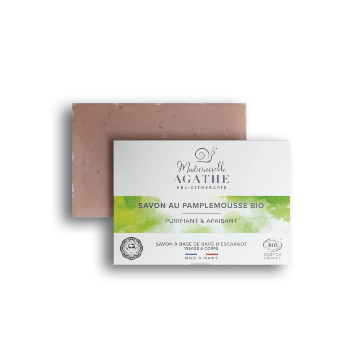 Savon pamplemousse à la bave d'escargot bio - purifiant & apaisant - 100gr - Mademoiselle Agathe